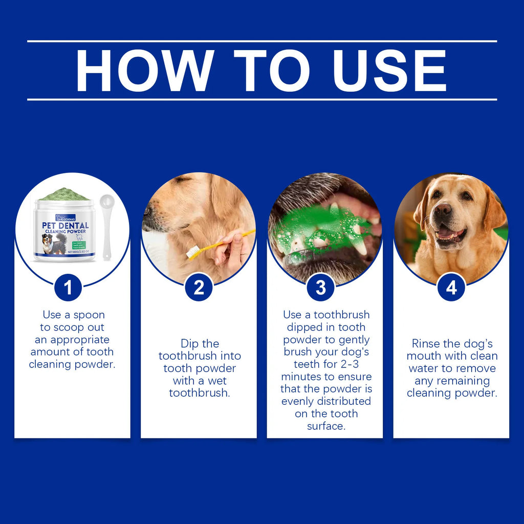 Polvo para Limpiar Dientes y Eliminar Sarro para Perros y Gatos