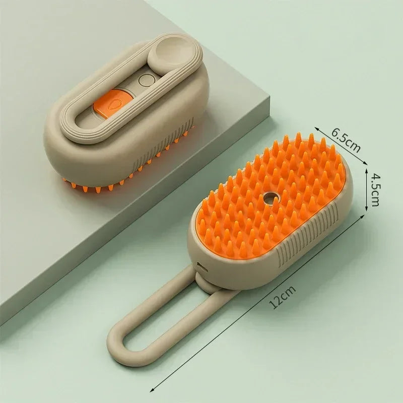 Cepillo de Vapor para Mascotas 3 en 1 — Masaje, Aseo y Desenredado