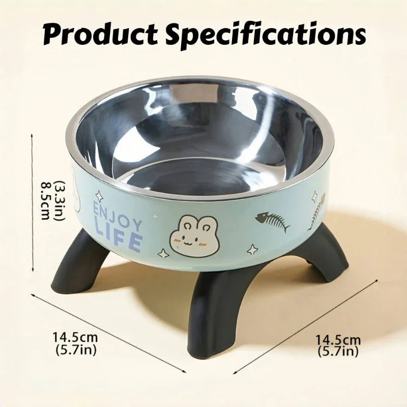 Cuenco Elevado de Acero Inoxidable Antivuelco para Mascotas