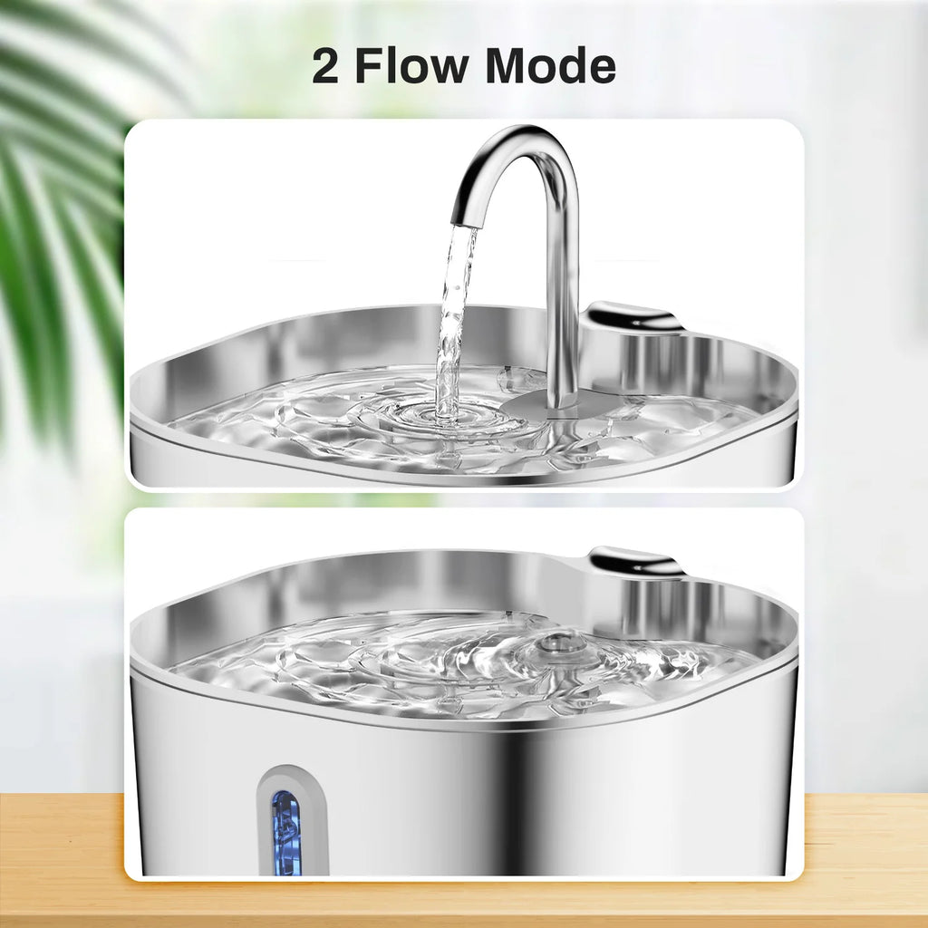 Fuente Automática de Agua de Acero Inoxidable 2,2 L para Perros y Gatos