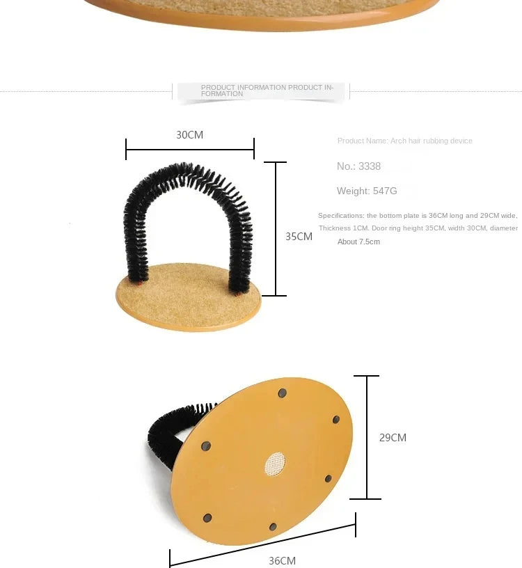 Arco Autolimpiable para Gatos — Masaje, Rascado y Aseo