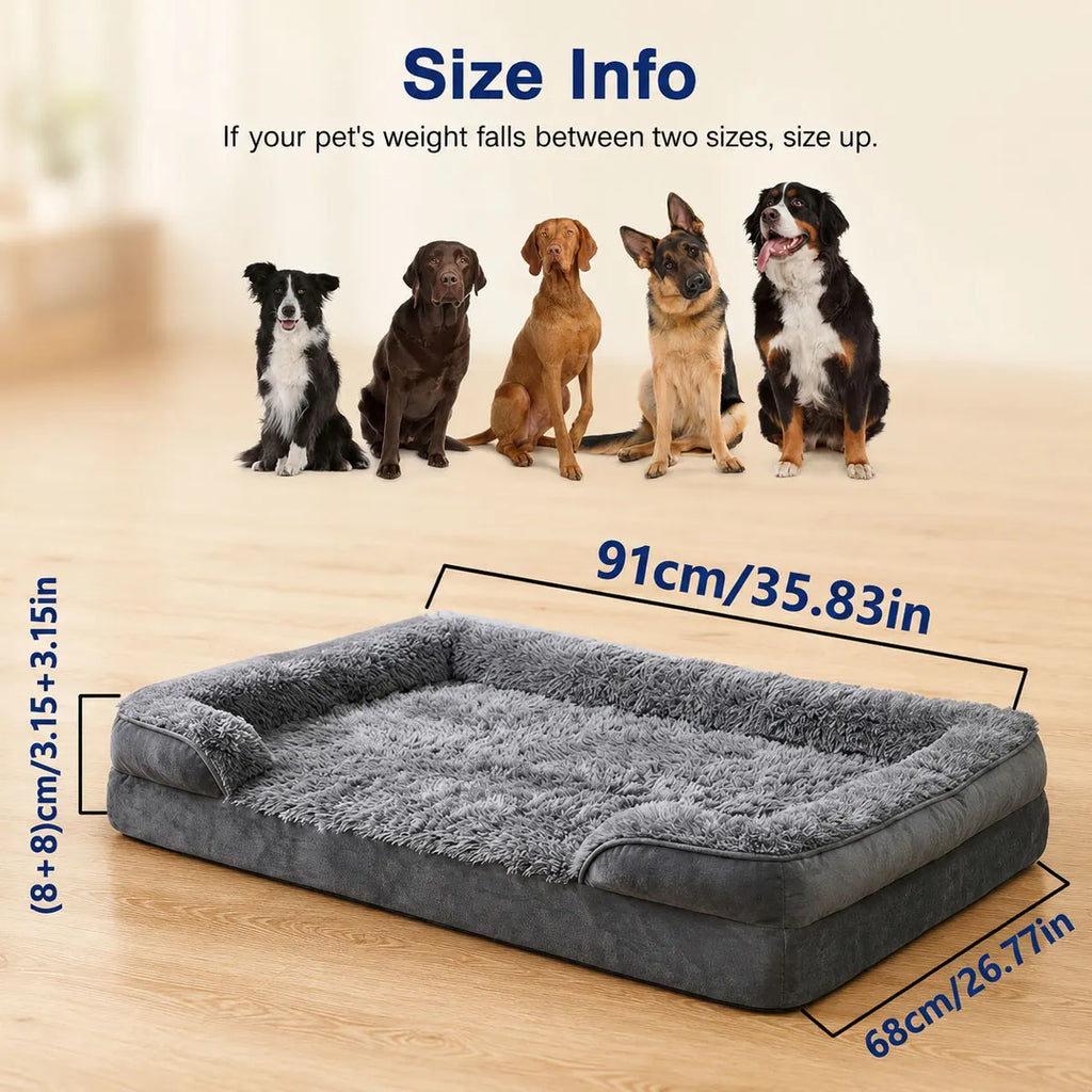 Cama Ortopédica para Perros Grandes y Mayores — Impermeable y Lavable