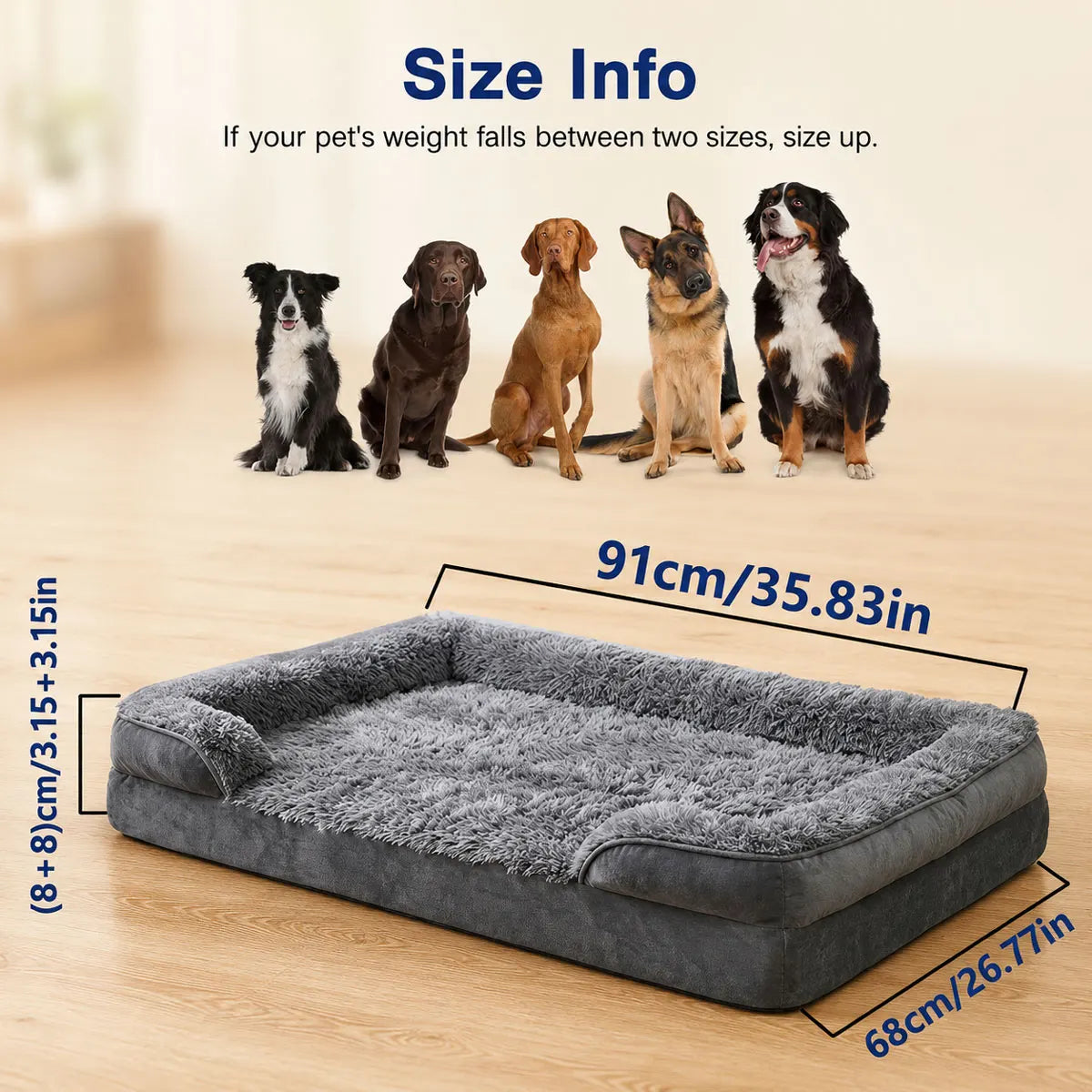 Cama Ortopédica para Perros Grandes y Mayores — Impermeable y Lavable
