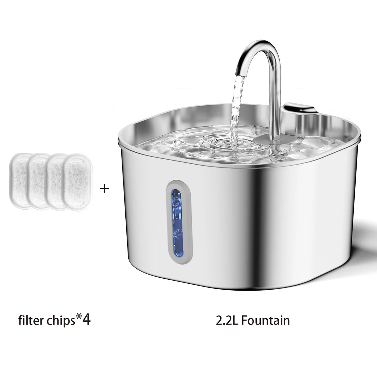 Fuente Automática de Agua de Acero Inoxidable 2,2 L para Perros y Gatos