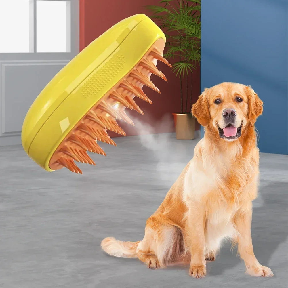 Cepillo de Vapor para Mascotas 3 en 1 — Masaje, Aseo y Desenredado