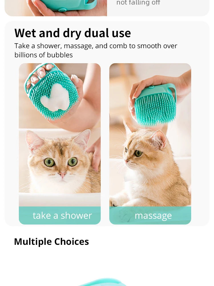 Cepillo de Baño para Mascotas LatherPaw™ — Dispensador de Champú y Masaje