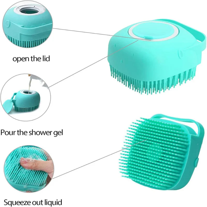 Cepillo de Baño para Mascotas LatherPaw™ — Dispensador de Champú y Masaje