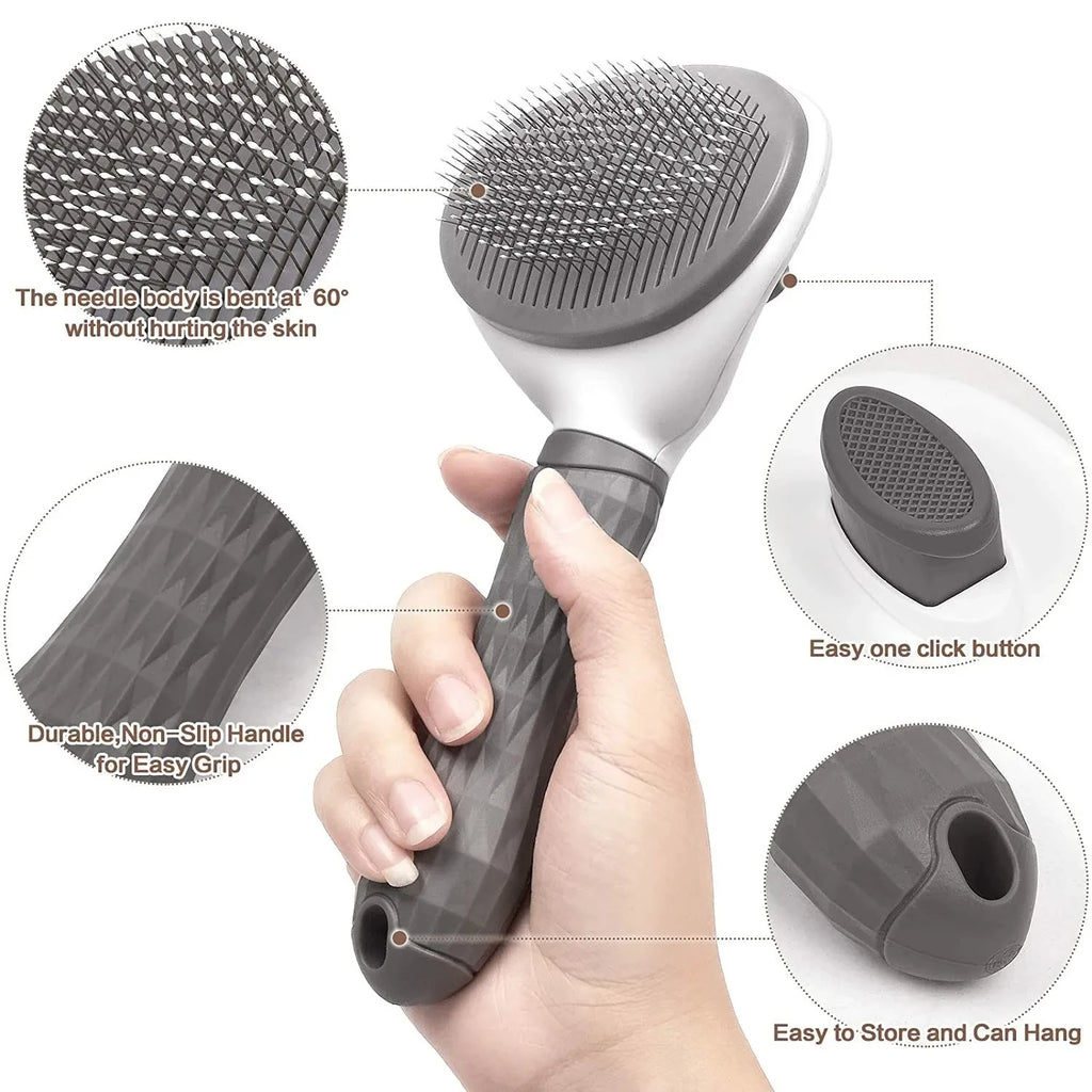Cepillo Autolimpiable para Perros y Gatos — Desenredado y Eliminación de Pelo