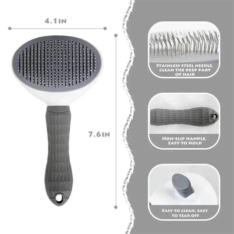 Cepillo Autolimpiable para Perros y Gatos — Desenredado y Eliminación de Pelo