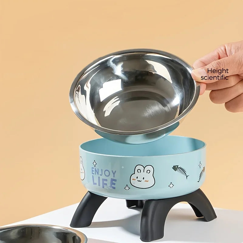 Cuenco Elevado de Acero Inoxidable Antivuelco para Mascotas
