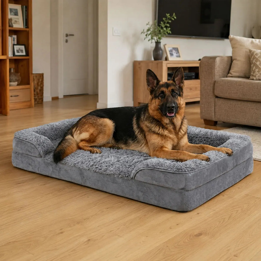 Cama Ortopédica para Perros Grandes y Mayores — Impermeable y Lavable