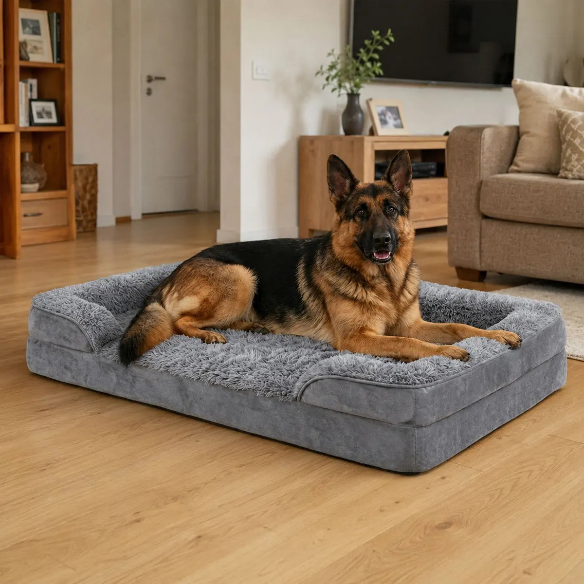 Cama Ortopédica para Perros Grandes y Mayores — Impermeable y Lavable