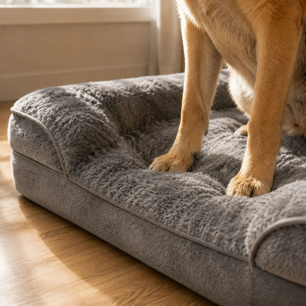 Cama Ortopédica para Perros Grandes y Mayores — Impermeable y Lavable