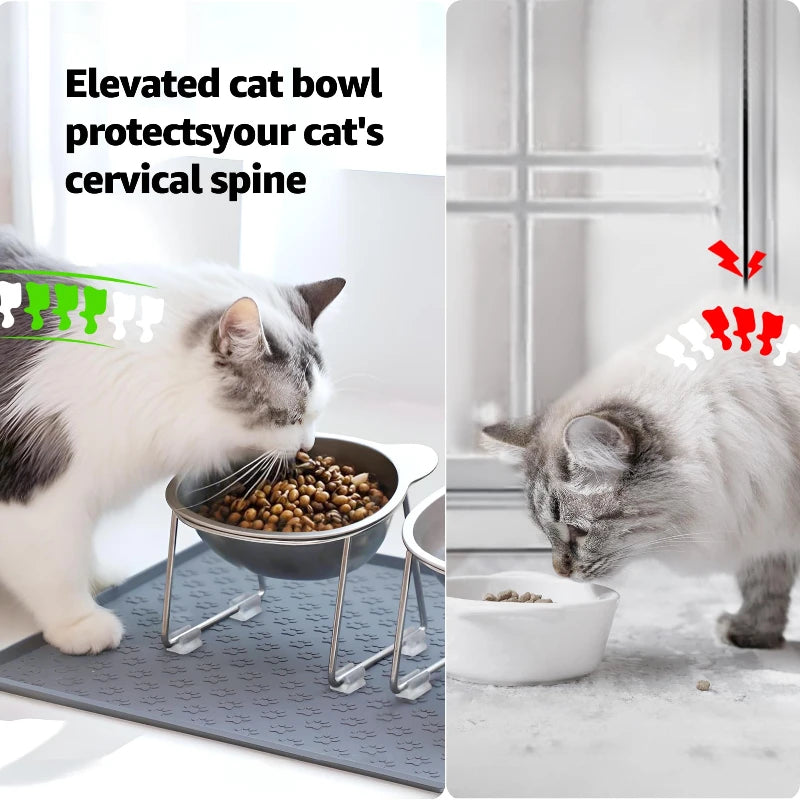 Cuenco Elevado Premium de Acero Inoxidable para Gatos y Perros