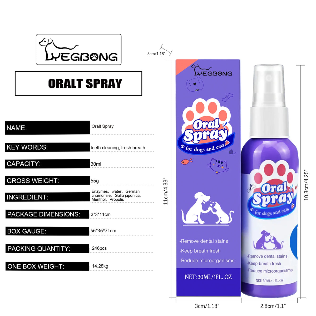 Spray Oral para Perros y Gatos — Ayuda a Eliminar Placa y Sarro