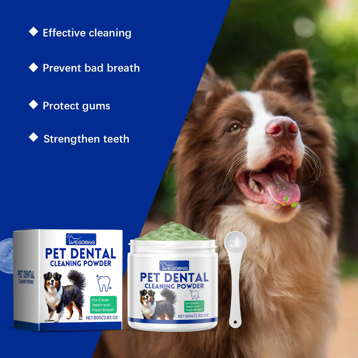 Polvo para Limpiar Dientes y Eliminar Sarro para Perros y Gatos