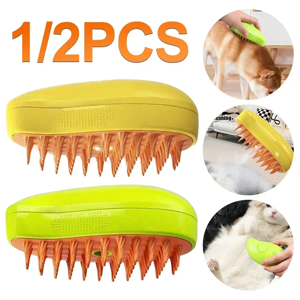 Cepillo de Vapor para Mascotas 3 en 1 — Masaje, Aseo y Desenredado