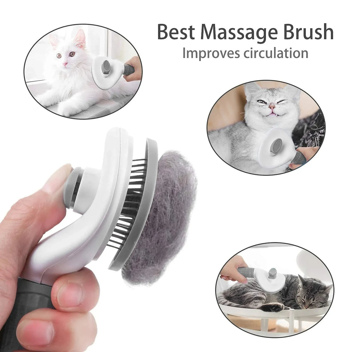 Cepillo Autolimpiable para Perros y Gatos — Desenredado y Eliminación de Pelo