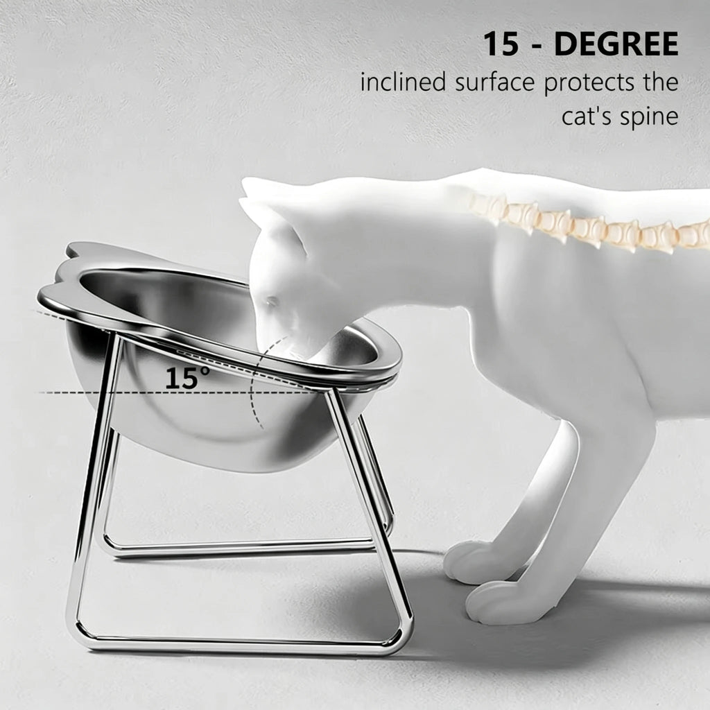 Cuenco Elevado Premium de Acero Inoxidable para Gatos y Perros