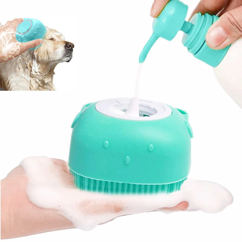 Cepillo de Baño para Mascotas LatherPaw™ — Dispensador de Champú y Masaje