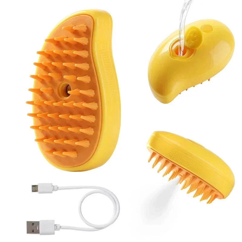 Cepillo de Vapor para Mascotas 3 en 1 — Masaje, Aseo y Desenredado